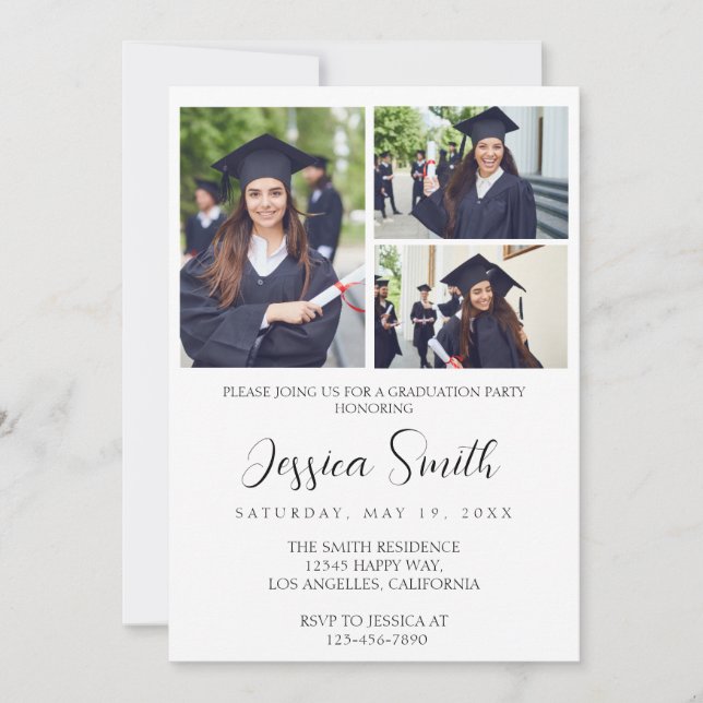 Modern Multiple Photo Graduation Invitation (Front)