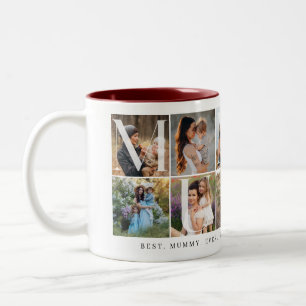 Modern Mummy Collage, 10 Photo Grid, Gift for Mom Two-Tone Coffee Mug