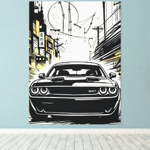 Modern Muscle Car Front Pop Art Illustration Print