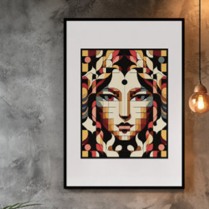 Modern Muse: A Fusion of Cubism and Colour Poster