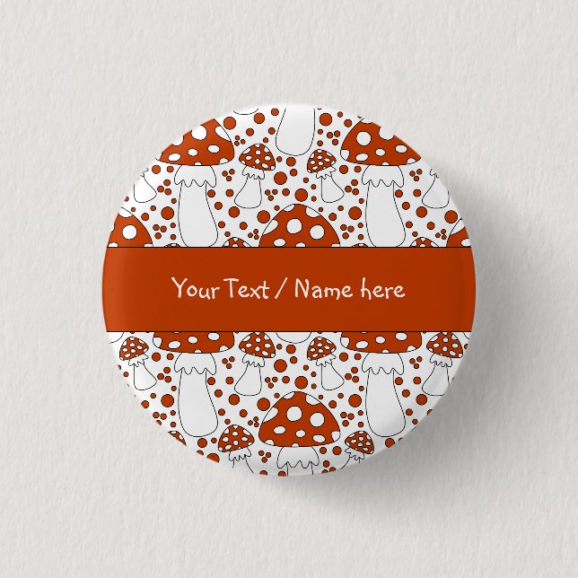 Modern mushroom design 1 inch round button (Front)