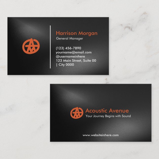 Modern Music Audio Bold Recording Sleek Business Card (Front/Back)