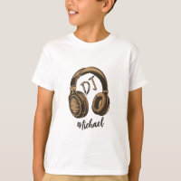 Modern Music DJ Headphones Personalized Name white