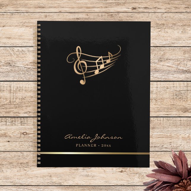 Modern Music Notes Gold Elegant Customizable Planner (Creator Uploaded)