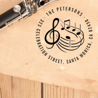 Modern Music Notes Round Name & Return Address