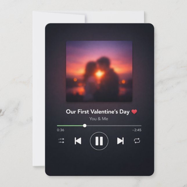 Modern Music Playlist First Valentine's Card (Front)