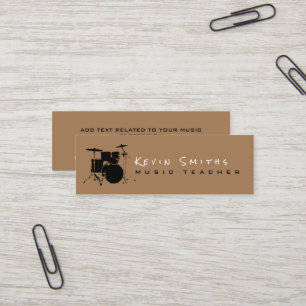  Modern Music Teacher Drummer simple Mini Business Card