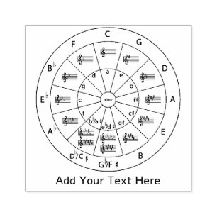 Modern Musical Circle of Fifths for Music Custom Rubber Stamp