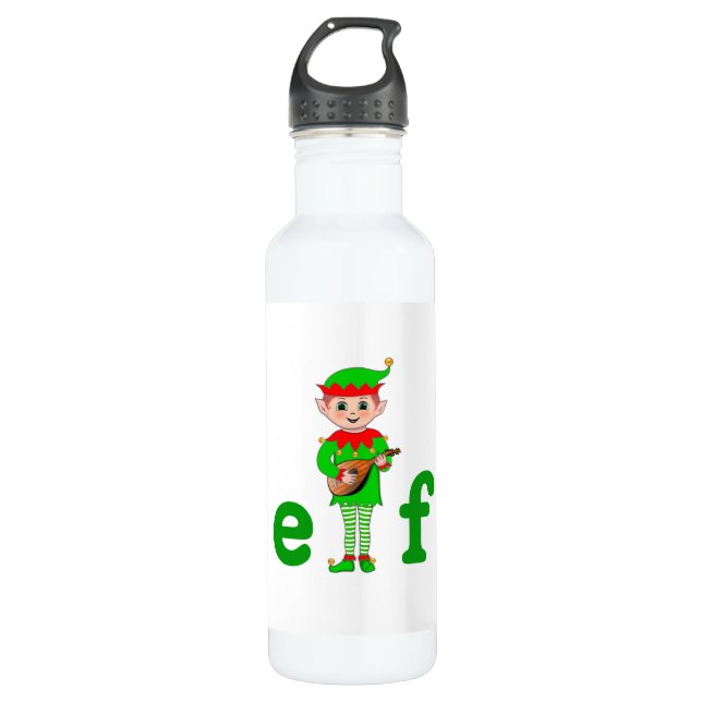 Modern Musical Elf on White 710 Ml Water Bottle (Front)