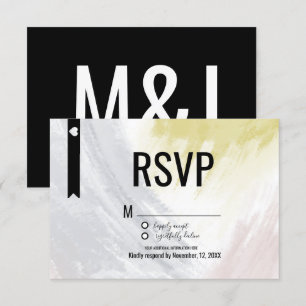 Modern Mustard Abstract Blush Strokes Wedding RSVP Invitation