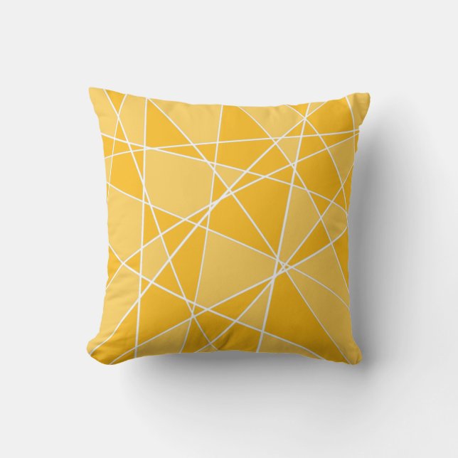 Modern Mustard and Light Yellow Geometric Throw Pillow (Front)