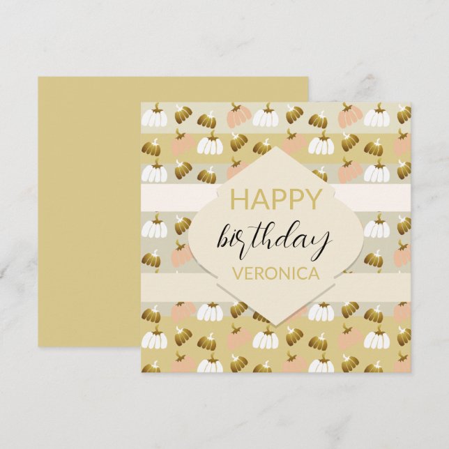 Modern Mustard Blush Artistic Pumpkins Card (Front/Back)