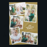 Modern Mustard Multi Photo Family Collage Kitchen  Towel<br><div class="desc">Celebrate your favourite memories with this modern photo collage kitchen towel. Featuring a warm mustard background and clean white borders, this custom design lets you display multiple family photos along with your family name or personalized text. Perfect as a thoughtful gift for parents, grandparents, or friends who love stylish, sentimental...</div>