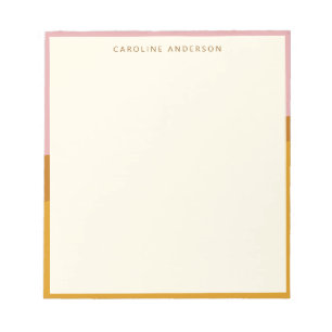 Modern Mustard Pink Border Personalized Name Notepad
