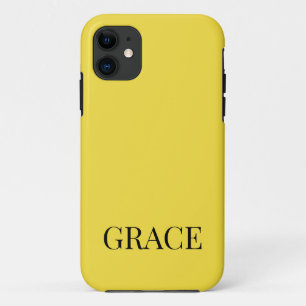 Modern Mustard Yellow Personalized Name iPhone 11 Case