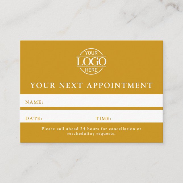 Modern Mustard Yellow Professional Simple Reminder Appointment Card (Front)
