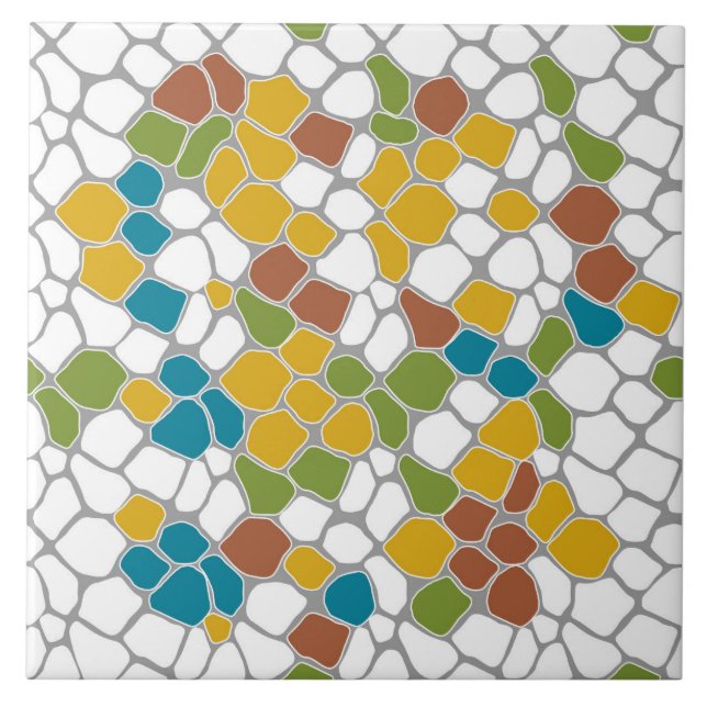 Modern, mustard yellow, teal, green, white tile (Front)