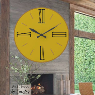 Modern Mustard Yellow with Gold Trim Large Clock