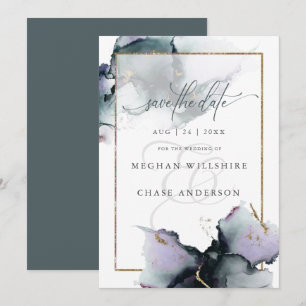 Modern Muted Amethyst Cyan Abstract Watercolor