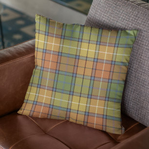 Modern Muted Fall Colours Plaid Throw Pillow