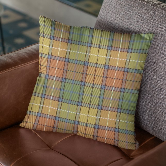 Modern Muted Fall Colours Plaid Throw Pillow (Creator Uploaded)