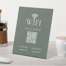 Modern Muted Green WiFi Network Password QR Code