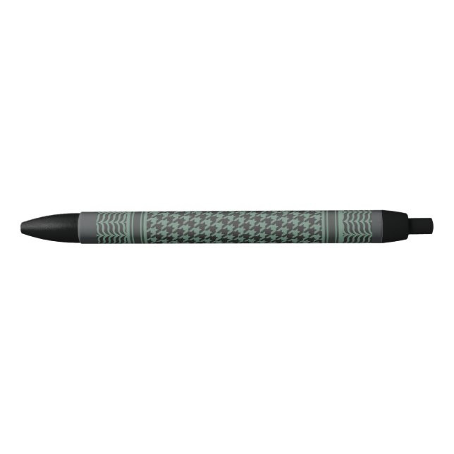Modern Muted Olive Houndstooth Pattern Black Ink Pen (Front)