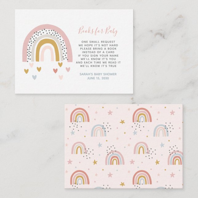 Modern Muted Rainbow Baby Shower Book Request Enclosure Card (Front/Back)