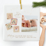 Modern My First Merry Christmas Photo Baby Birth Ceramic Ornament<br><div class="desc">🎁 My festive Ornament harmonize beautifully with the theme, making it perfect as gift or keepsakes for family and friends. _____________________________ ***this design is part of a christmas holiday collection*** Embrace the magic of Christmas and the beauty of new beginnings with our First Merry Little Christmas Baby Announcement Collection. Share...</div>