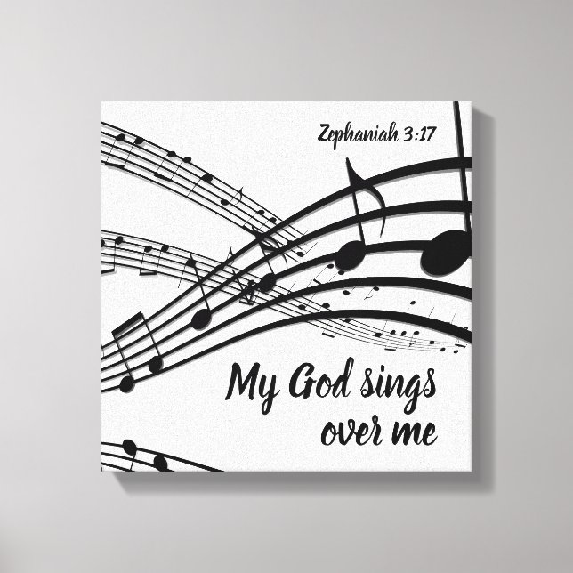 Modern MY GOD SINGS OVER ME Christian Canvas Print (Front)