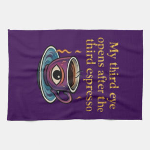 Modern Mystic Coffee Art My third eye collection Kitchen Towel