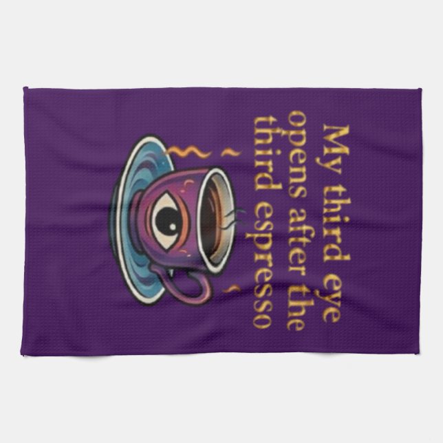 Modern Mystic Coffee Art My third eye collection Kitchen Towel (Horizontal)