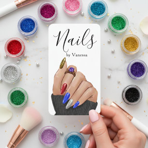 Modern Nail Art QR Code Stylish Nail Technician Business Card