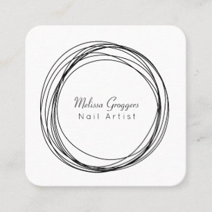 Modern Nail Artist Faux Gold Circulars Hand Drawn  Square Business Card