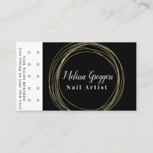 Modern Nail Artist Logo Reward Gold Circular Business Card