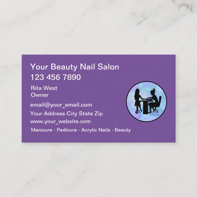 Modern Nail & Beauty Services Business Card (Front)