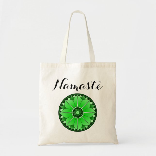Modern Namaste Green Mandala Tote Bag (Front)