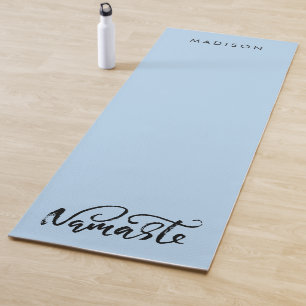 Modern Namaste Name Powder Blue Yoga Mat