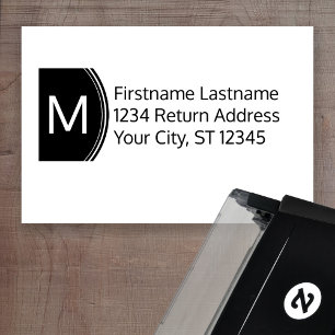 Modern Name and Return Address with Monogram Self-inking Stamp