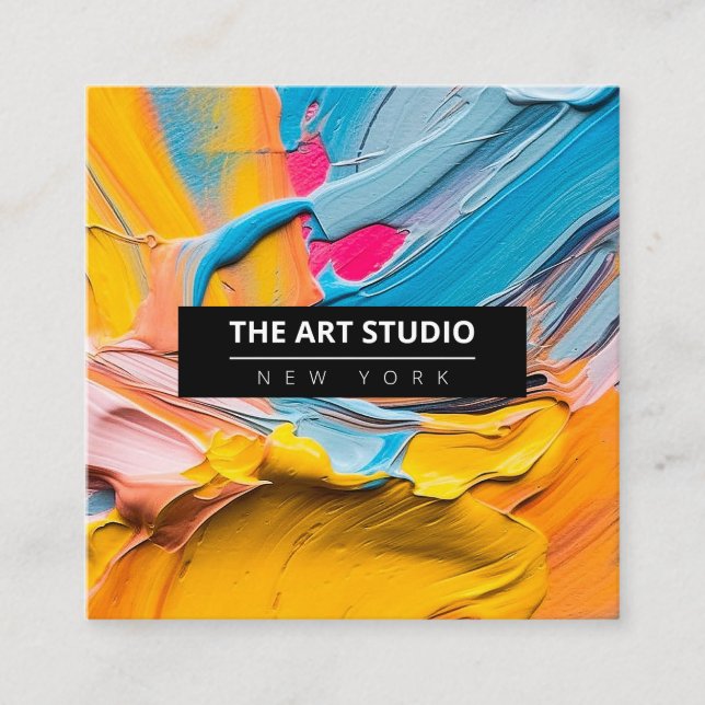Modern Name Artwork Artist Art Studio Calling Card (Front)