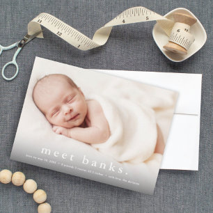 Modern Name Baby Photo Birth Announcement Postcard