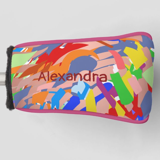 Modern Name Custom Abstract Colourful Golf Head Cover (Front)