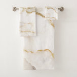 Modern Name Gold Look Marble Pattern Bath Towel Set<br><div class="desc">This cute modern typography gold effect marble background towel set.. It makes the perfect wedding or housewarming gift for that special person in your life who has everything</div>