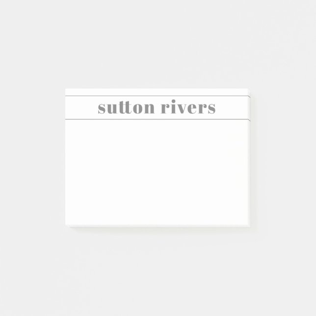 Modern Name Grey Post-it Notes (Front)