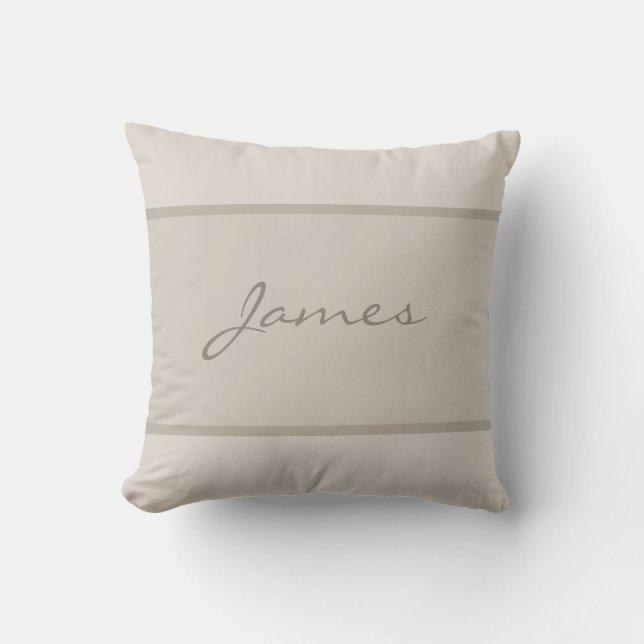 Modern Name Hand Script Font Text Elegant Plain Throw Pillow (Front)