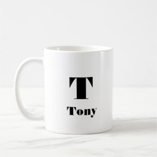 Modern Name Initial Letter Solid Colour black Coffee Mug