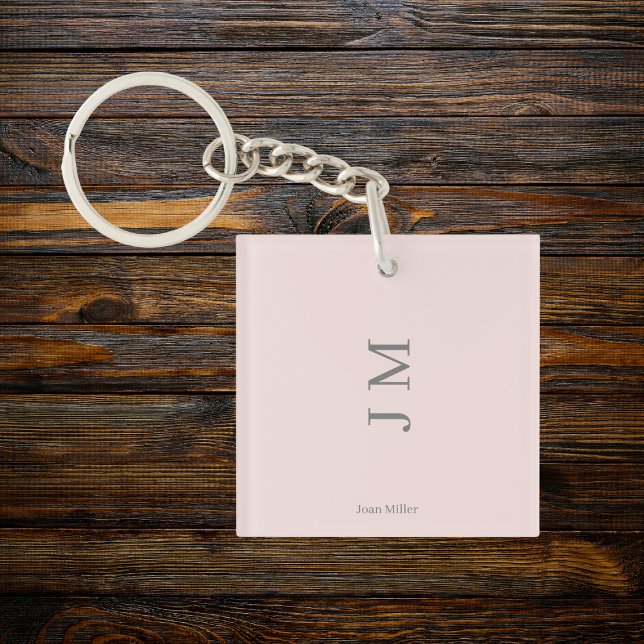 Modern Name & Initials Pink Keychain (Creator Uploaded)