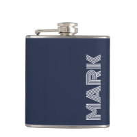 Modern Name Monogram Dark Blue White Stripes
