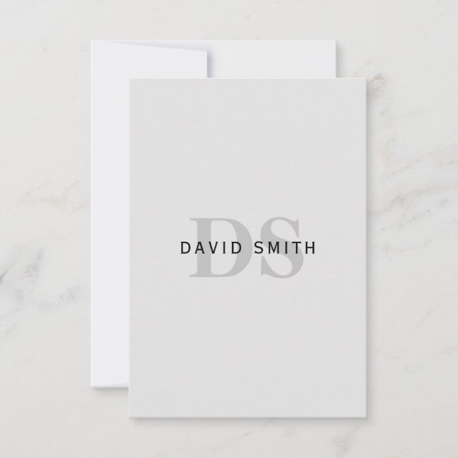 Modern Name & Monogram | Editable Grey & Black Thank You Card (Front)