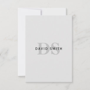 Modern Name & Monogram   Editable Grey & Black Thank You Card